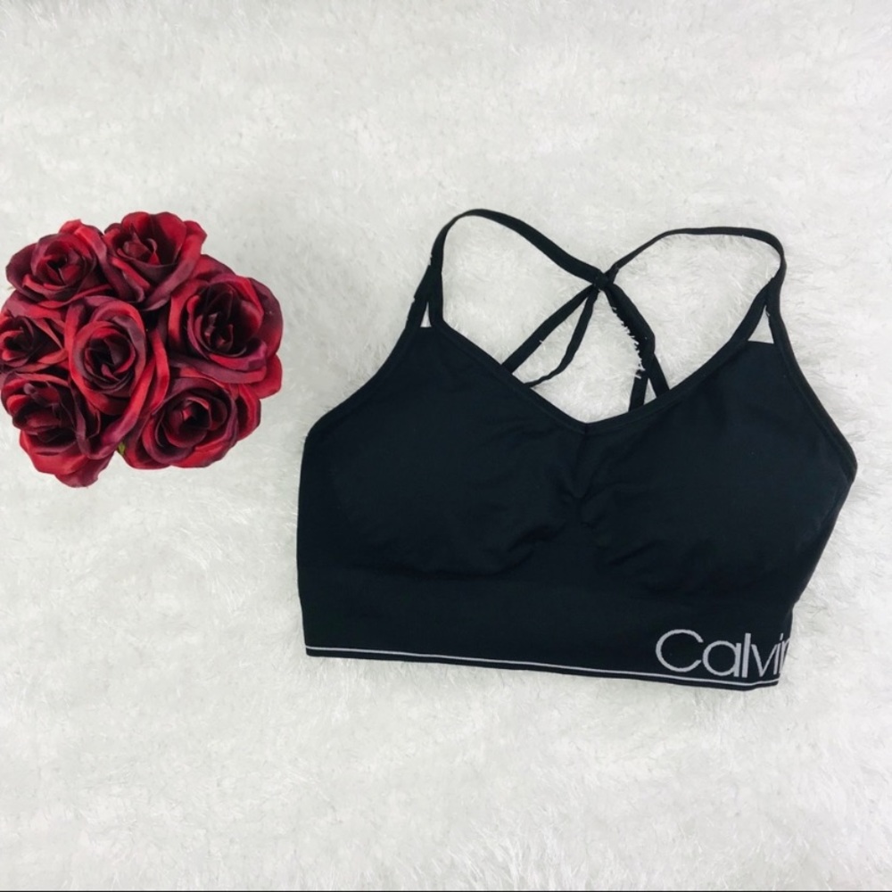 NWT Calvin Klein Strappy Racerback Sports Bra L - Picture 4 of 7
